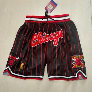 Chicago Style Bulls Basketball Shorts 4 Pockets Stitched S-3XL Black Stripes