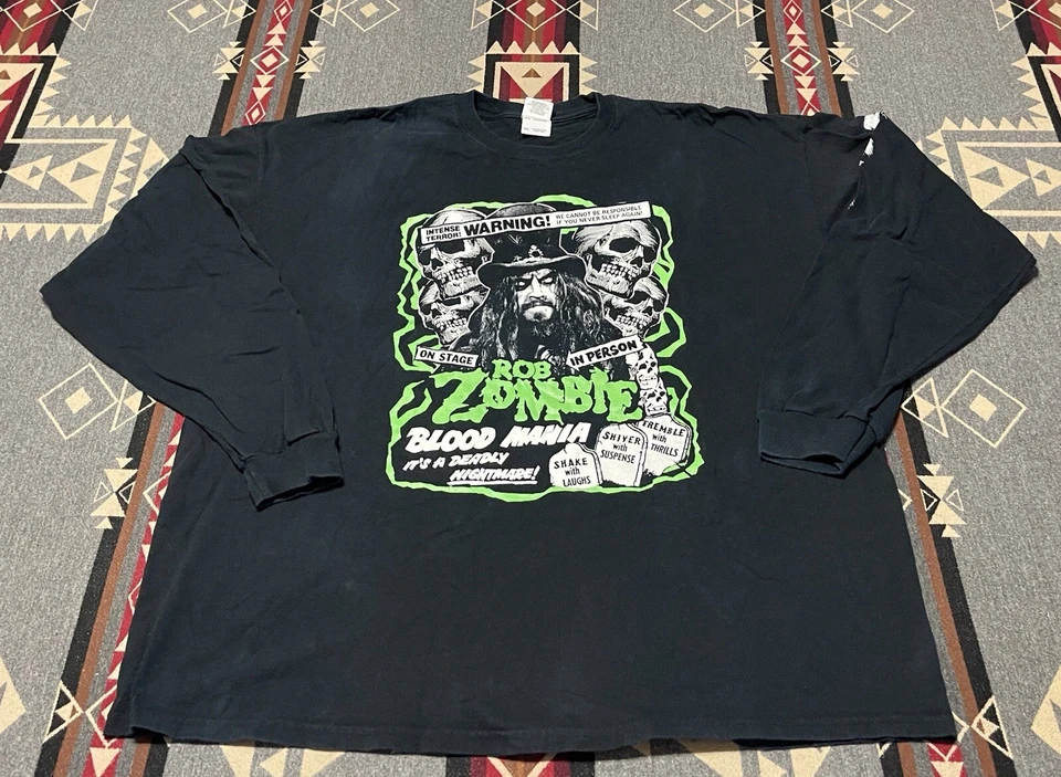 Camisa Rob Zombie Manga Larga Negra 3XL Blood Mania Calaveras De Colección M11 Foto 1 de 4