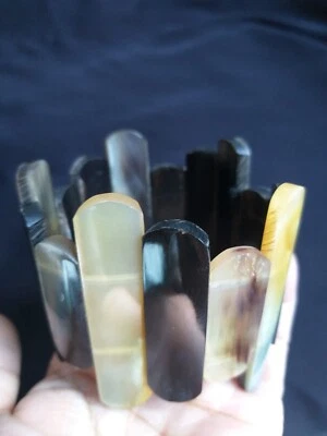 Brazalete Brazalete Elástico Cuerno de Búfalo Natural Joyería Bohemio 2.5" Altura Foto 1 de 4