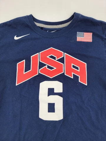 Nike LEBRON JAMES L Blue Jersey T-Shirt Team USA #6 Olympics Basketball Cover