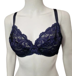 Wacoal Instant Icon Black Purple Classic Underwired Lace Bra -Various Sizes - Picture 1 of 8