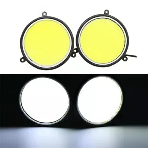 1 Pair White LED DRL Daytime Running Light Fog COB Car Lamp Driving Round Lights - Picture 1 of 7