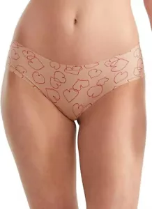 CALVIN KLEIN Invisibles Thong Panties Beige w/ Hearts Print Size Small $13 - NWT - Picture 1 of 2