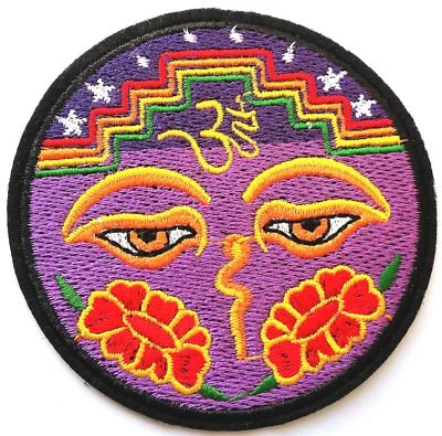 Embroidered Patch Buddha Eyes Flower Om Yin Yang Yoga Meditate Iron-on Quality - Image 1 of 3