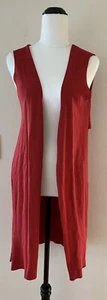 NWT Rockmans Sangria Burnt Orange Soft Knit Sleeveless Vest Cardigan Size XS - Picture 1 of 3