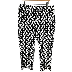 NWT Chicos Travelers Sz 2 (L/12) Dot Crepe Crop Pull-On Stretch Black White - Picture 1 of 11