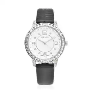 NEW Strada Japanese Movement White Austrian Crystal Women's Watch Black Strap BD - Picture 1 of 3