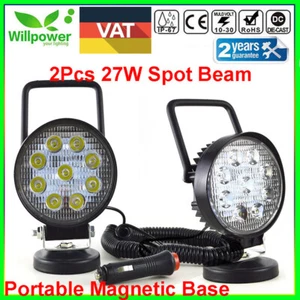 2X 4inch 27W Portable Magnetic Base Led Work Search Light for Car Off road Jeep - Foto 1 di 11