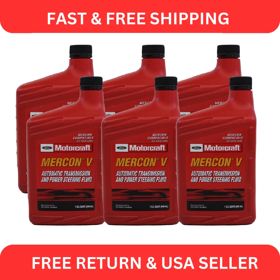 Motorcraft Transmission Fluid 6 Quarts Mercon V FNR5 AT XT5QMC For Ford - Image 1 of 2
