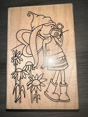 STAMPENDOUS RUBBER STAMPS Camera Girl NEW wood STAMP - Image 1 of 4