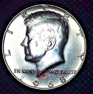 { 1968 D 40% Silver Kennedy Half Dollar UNCIRCULATED DDO on Mint Mark # 64 - Picture 1 of 4