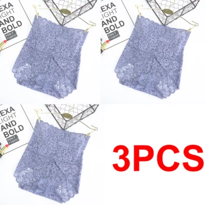Women Lace Panties 3Pack Plus Size Underwear High Waist Knicker Lingerie Female - Image 1 of 4