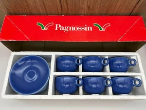 Pagnossin Italy Kobaltblau Demitasse Espresso Teetasse Tassen Untertassen 6er Set - Bild 1 von 7