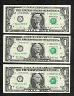 3 Lot 2017-A Crisp Uncir. Consecutive Serial #s 1$ Bills D 03319604 to 03319606