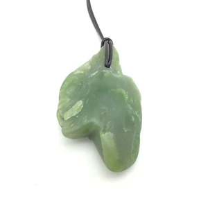 Big Sur Jade Pebble Pendant Green Nephrite Jade Stone Necklace Monterey CA #206 - Picture 1 of 10