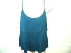 American Eagle Outfitters Women's Tank Top Size L Teal Blue Beaded Layers Straps