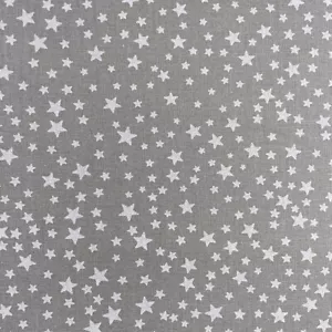Weihnachten weiße Sterne auf grauem Bastelstoff 100 % Baumwolle Material 140 cm -55" breit - Bild 1 von 5