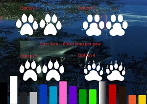 PAW PRINTS Pair Dog Cat Bear Fox Decal Sticker Car Van Window Wall Door - Picture 1 of 5