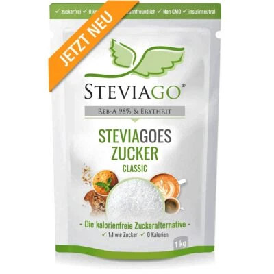 STEVIAGOES Zucker Classic - los 11 sustitutos del azúcar de eritritol + stevia 98% Reb-A... Foto 1 de 4