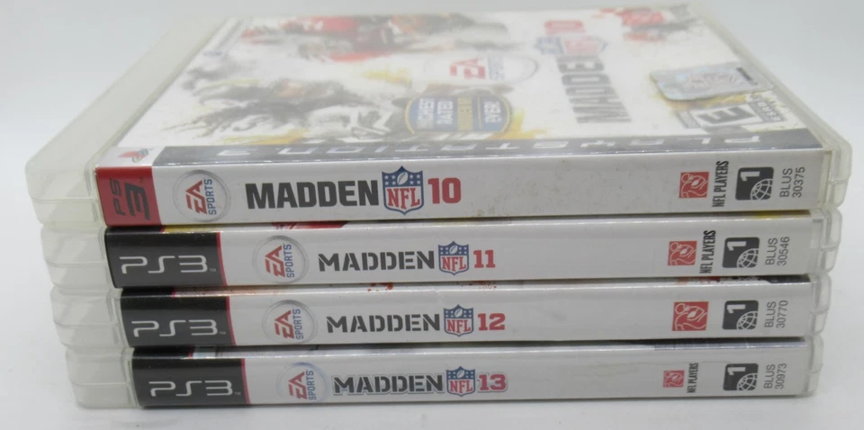 NFL MADDEN 10, 11, 12 & 13, 4 GAME LOT FOR PLAYSTATION 3 PS3, GAME DISC, CASE - Image 1 of 4