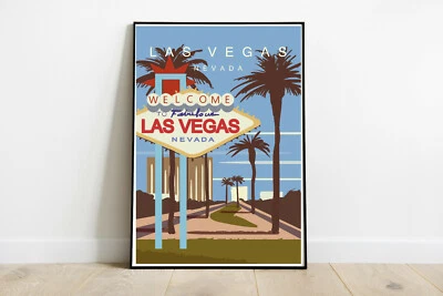 Las Vegas travel poster, Las Vegas retro wall print, USA vintage travel print 1 - Image 1 of 4