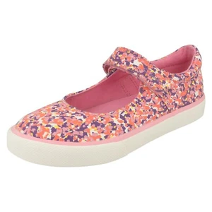 Niña Brill Gema By Clarks Verano Lona Cierre Adhesivo Zapatillas Precio de Venta - Imagen 1 de 10