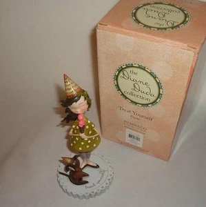 Diane Duda Demdaco Treat Yourself Niña y Perro Fiesta Sombreros Estatuilla Caja de Regalo 2010 - Imagen 1 de 6