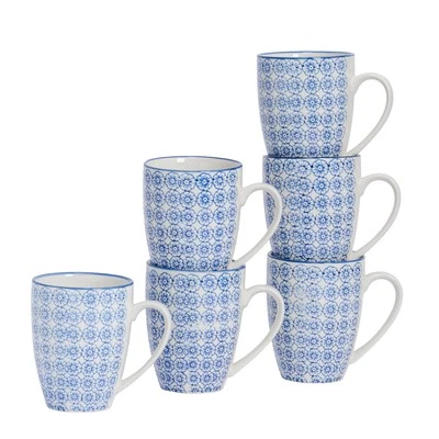Gemusterter Kaffeetasse Porzellan Restaurant Tassen - Blauer Druck - 330 ml x6 - Bild 1 von 4