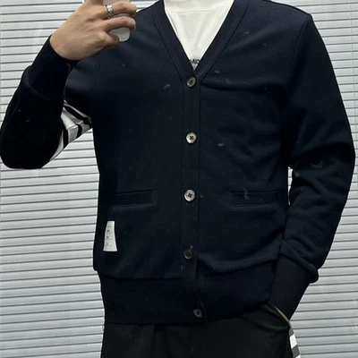 Thom Browne Men's Autumn V-neck Buttons Pockets Cardigan - Image 1 of 4
