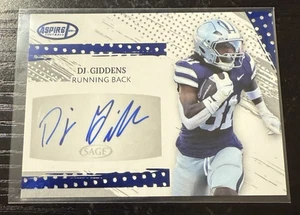 2025 Sage Aspire Football Blue Foil Auto DJ Giddens #ASP-DJG Indianapolis Colts - Picture 1 of 2