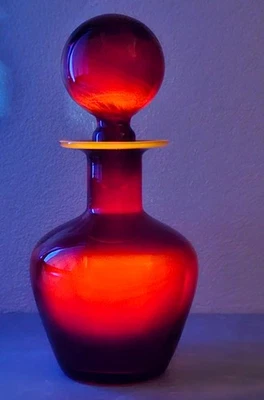 Vintage MCM Viking Glass Ruby Red Decanter with Stopper 🍾 - Image 1 of 4