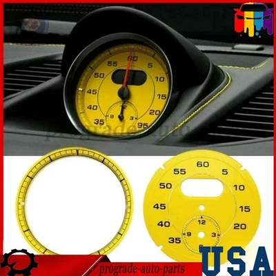 NEW Yellow Dial Clock Gauge Chrono Fit Porsche Cayman 911 Macan Cayenne Boxster Foto 1 de 4