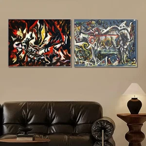 Combo Painting 2 Pieces by Jackson Pollock Framed Canvas Giclee Print 24"x32" - Picture 1 of 6