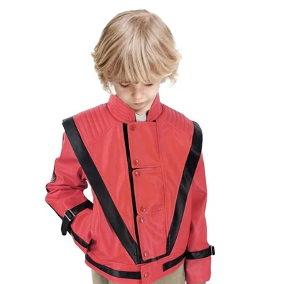 Chaqueta de cuero roja para niños - Traje de festival de disfraz de Halloween para niños pequeños Foto 1 de 4