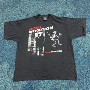 Vtg 90s Social Distortion Bootleg Parking Lot Tee Sz XL Black Gold Series - Picture 1 of 3