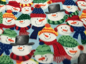 Christmas Snowman Winter Plush Hypoallergenic Multicolored Fleece Throw Blanket - Picture 1 of 2