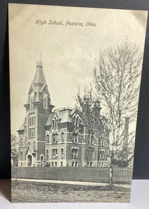 ANTIQUE POSTCARD OF HIGH SCHOOL IN FOSTORIA, OHIO BEAUTIFUL BUILDING UNPOSTED - Picture 1 of 8
