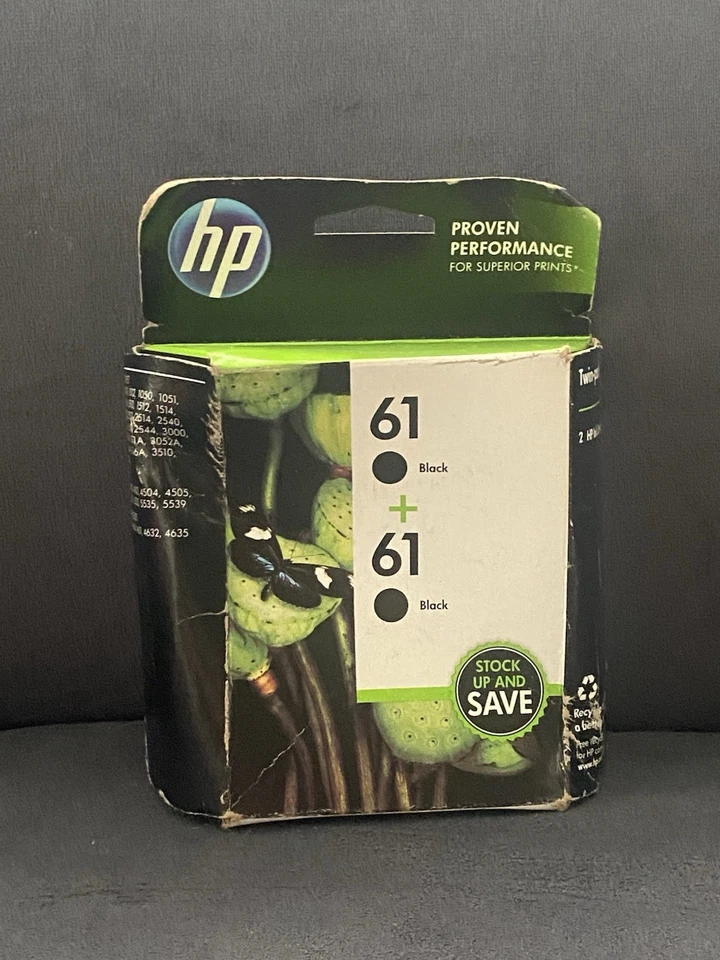 HP 61 Black Ink Cartridges Combo 2-Pack Genuine OEM Original 5/2017 - Image 1 of 1