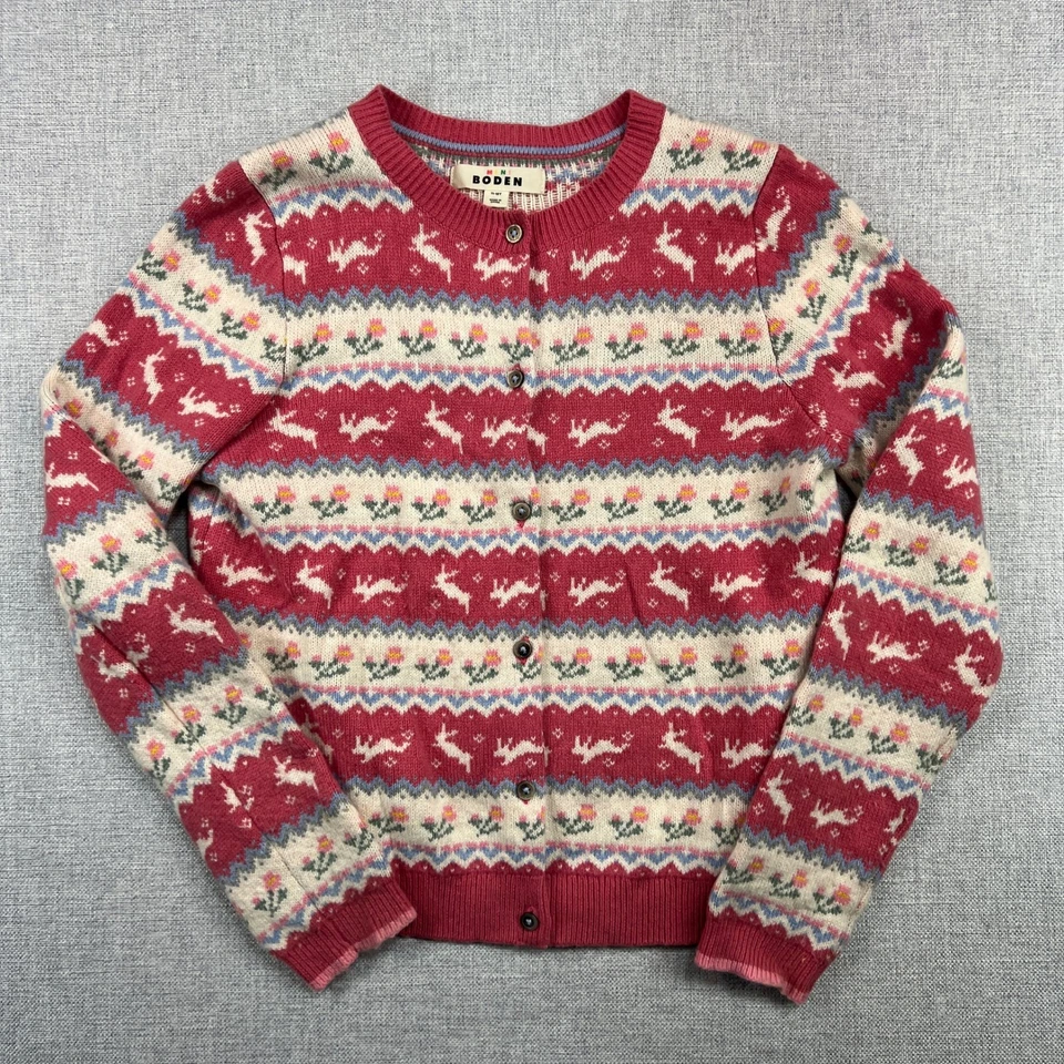 Мини Boden розовый Fair Isle кардиган шерсти смесь свитер девочек 11-12 лет Cottagecore - Изображение 1 из 4