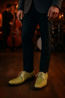 Green David Eden Genuine Crocodile Hornback Lizard Men Dress Shoes Size 9.5 - Image 1 of 4