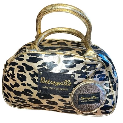 Betsey Johnson Betsyville Metallic Animal Print Satchel with Mirror - Image 1 of 4
