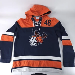 Sudadera con capucha Utica Comets para hombre grande naranja azul 46 con cordones campeón de hockey AHL - Imagen 1 de 11