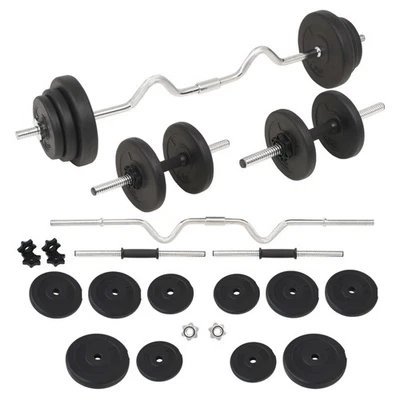 Barbell and Dumbbell Set 30 kg Weight Training Home Gym Fitness Equipment 91401 - image 1 of 4