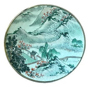 Vintage Damen Fine Art asiatische Emaille handbemalt 2,75" Gürtelschnalle - Bild 1 von 5