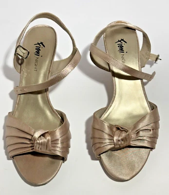 Fioni Night Champagne/Gold Strappy Kitten Heel Sandals Size 7.5 W - Image 1 of 4