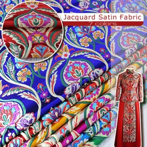 Chinese Satin Silk Brocade Jacquard Flower Fabric Vintage Costume Dress Sewing - Picture 1 of 17