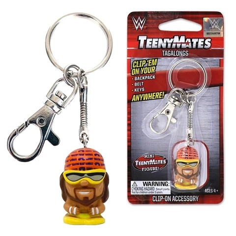 WWE Teenymates Tagalong Key Chain With Clip. Macho Man, The Rock, & Other Stars Cover