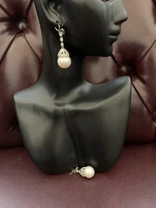 genuine cultured pearl dangling earrings - Picture 1 of 7