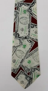 FLORENCE Money Cash Themed Fifty and Hundred 100 Dollar Bill Mens Necktie Tie - Picture 1 of 6