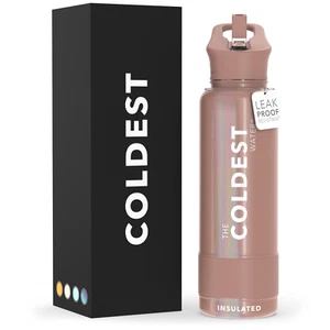 The Coldest Sports Water Bottle Straw Lid Insulated Stainless Steel- 40oz Flask - Picture 1 of 334